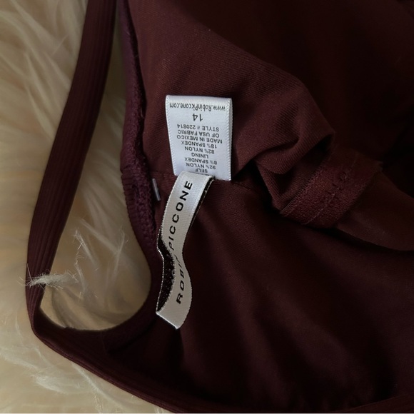 Robin Piccone Amy ribbed high neck snap button one piece swimsuit size 14 - Picture 11 of 11